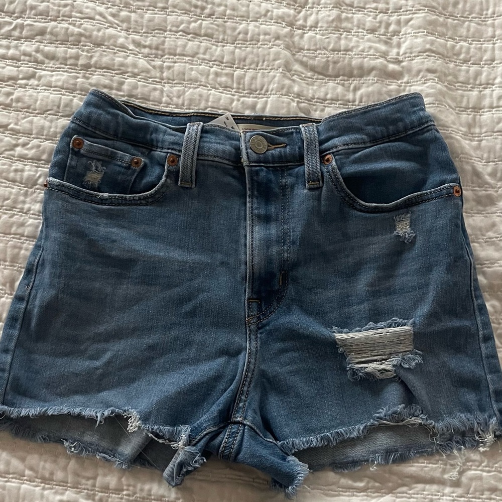 Levi's Blue Distressed Jean Shorts